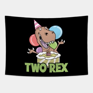 Second 2nd Birthday Two Rex T-Rex Dinosaur Dino Tapestry