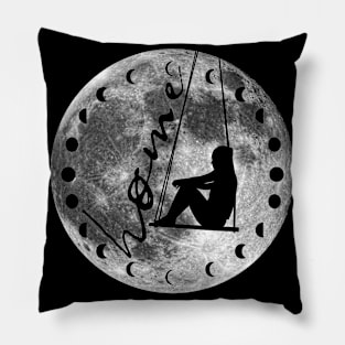 Girl On Swing In The Moon, Full Moon Pillow