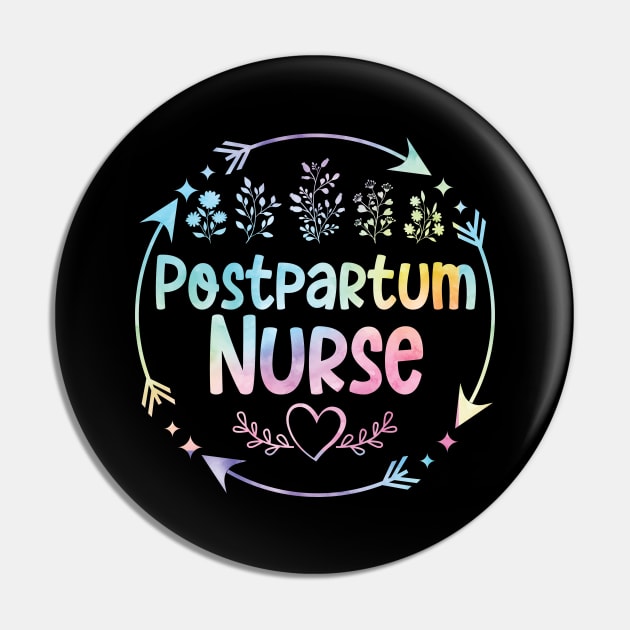 Postpartum Nurse cute floral watercolor Pin by ARTBYHM