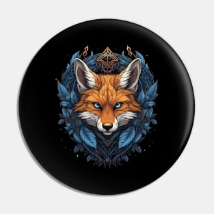 Beautiful Fox and Blue Leaves Pin