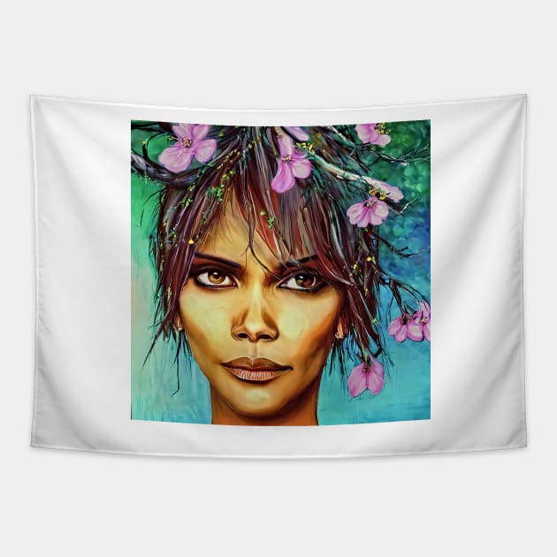 Halle and cyclamens Tapestry by bogfl