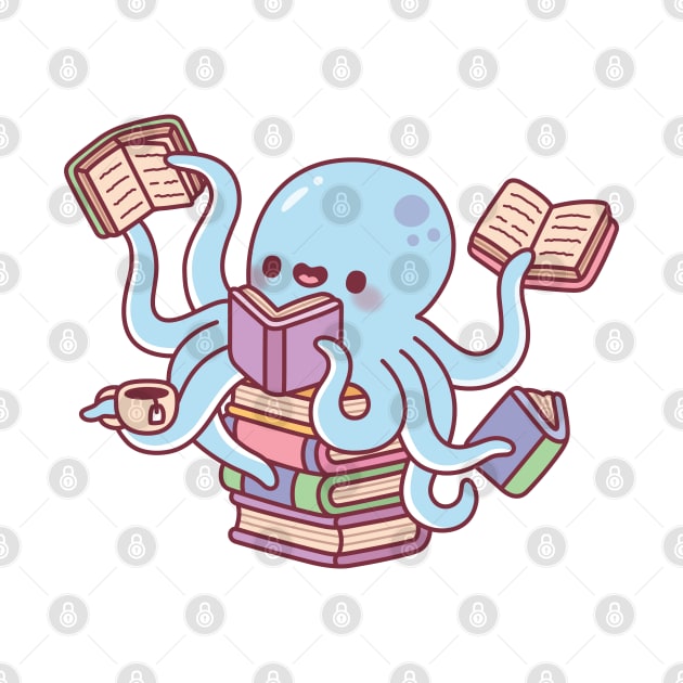 Cute Octopus Busy Reading Books by rustydoodle