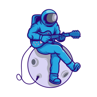 Astronaut Playing Guitar On The Moon T-Shirt