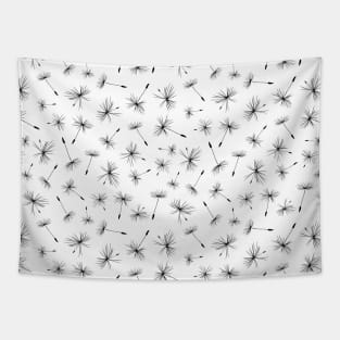 Dandelions Black On White Tapestry