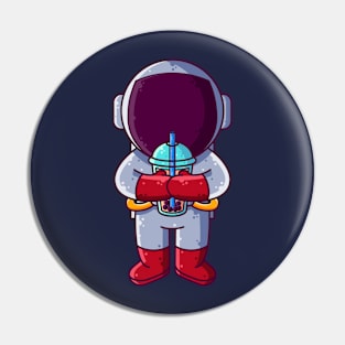 Cute Astronaut Drinking Boba Cartoon Pin