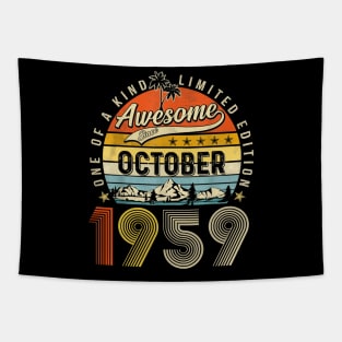 Awesome Since October 1959 Vintage 64th Birthday Tapestry