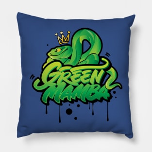 Green Mamba Venomous Snake in graffiti urban style Pillow