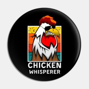 Chicken Whisperer of cool rooster wearing sunglasses Pin