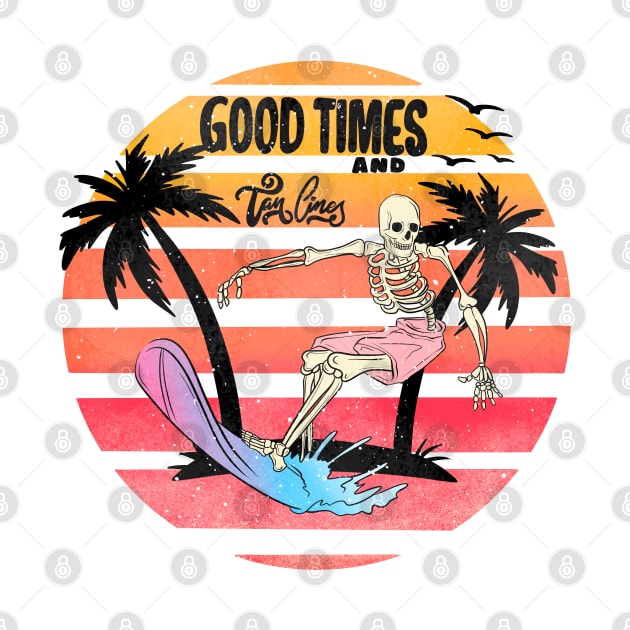 "Good Times & Tan Lines" Surfing Skeleton by FlawlessSeams