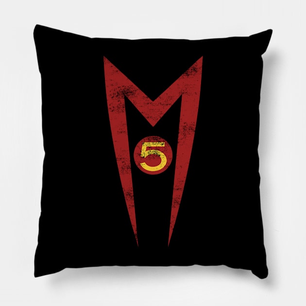 Mach 5 Distressed Pillow by arsimatra.studio