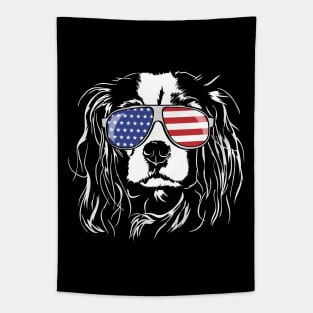 Proud Cavalier King Charles Spaniel American Flag sunglasses dog Tapestry