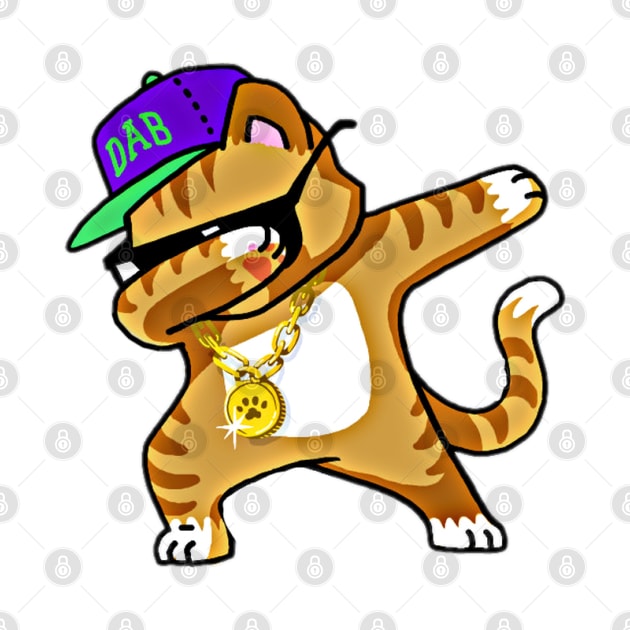 Dabbing rapper cat for boys and girls by gold package