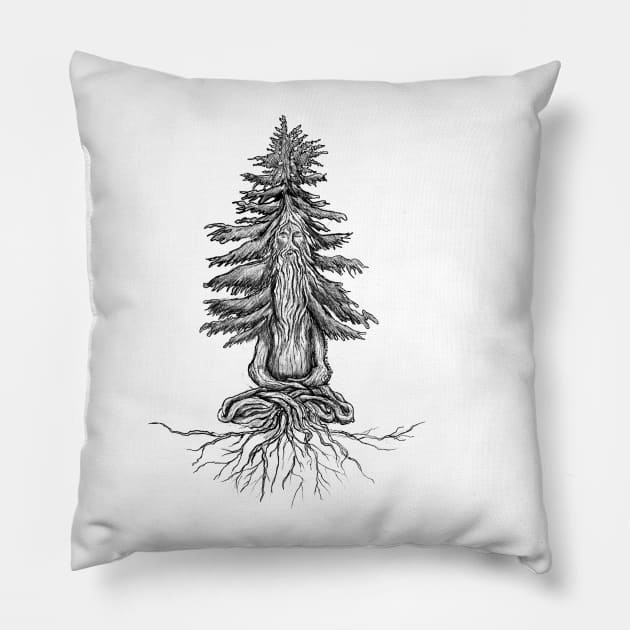 Sage of the silent pine (dark) Pillow by Mainahste