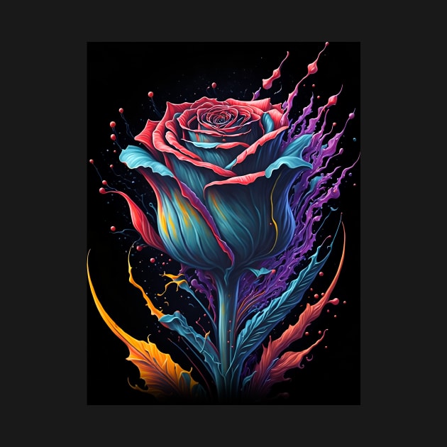 Splash Art of Beautiful Multi-color Rose by allovervintage