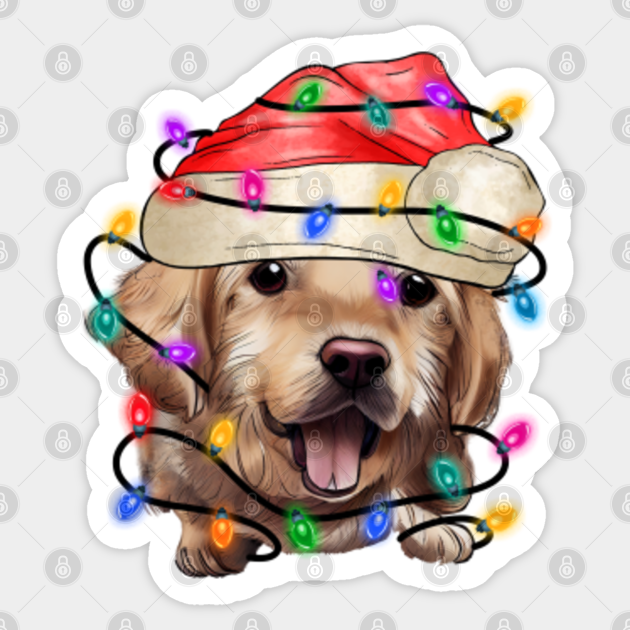 Golden Retriever Dog Christmas Tree Lights, The Soul Keeper - Dog Christmas Gift - Sticker | TeePublic Golden Retriever Dog Christmas Tree Lights, The Soul Keeper - Dog Christmas Gift - Sticker | TeePublic