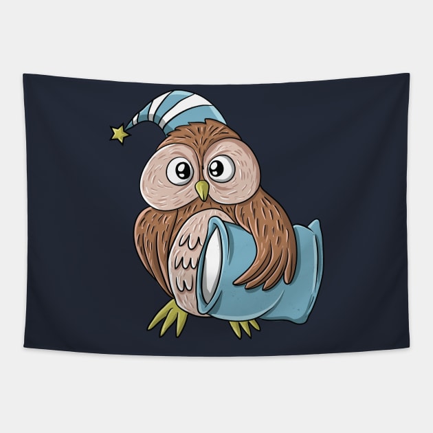 Funny Owl Festival Of Sleep Sleeping Gift for Men Women Kids Tapestry by Freid