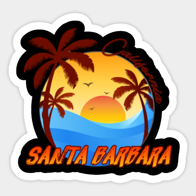 Santa Barbara California Palm Tree Style Tropical Beach Souvenir - Santa Barbara California Palm Tree - Sticker