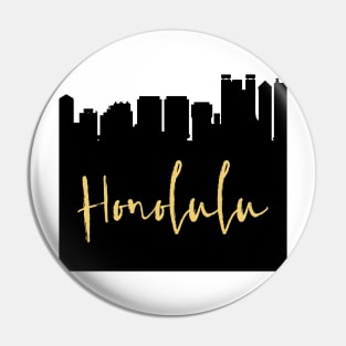 HONOLULU HAWAII DESIGNER SILHOUETTE SKYLINE ART Pin