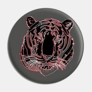 Chinese Tiger Head Feline portrait Wildcat face profile Pin