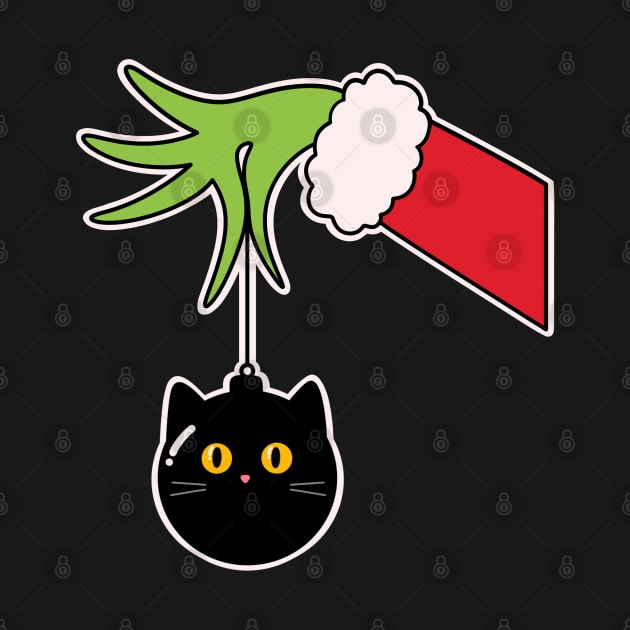 Grinch’s Hand Holding a Cat Ball - Funny T-shirt for Christmas by Nine Tailed Cat