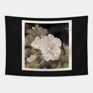 Retro white blooms Tapestry