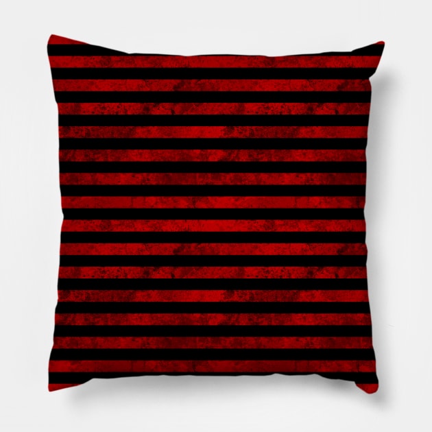 Red Stripes Horizontal Lines Prison Jail Pattern Pillow by DeneboArt