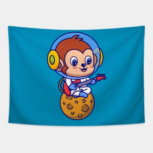 Monkey Astronaut Playing Guitar Tapestry