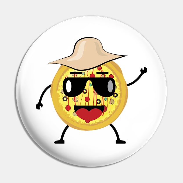 Pizza Tourist - Funny Character Illustration Pin by DesignWood Atelier