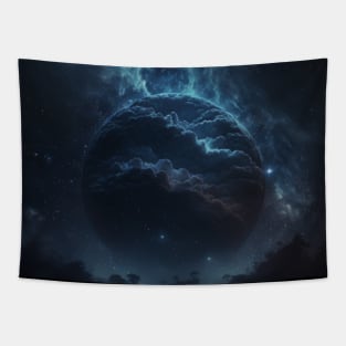 Space, stars, fantasy, pattern, si-fi, dark blue Tapestry