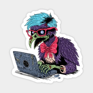 Zombie Computer Crow Magnet