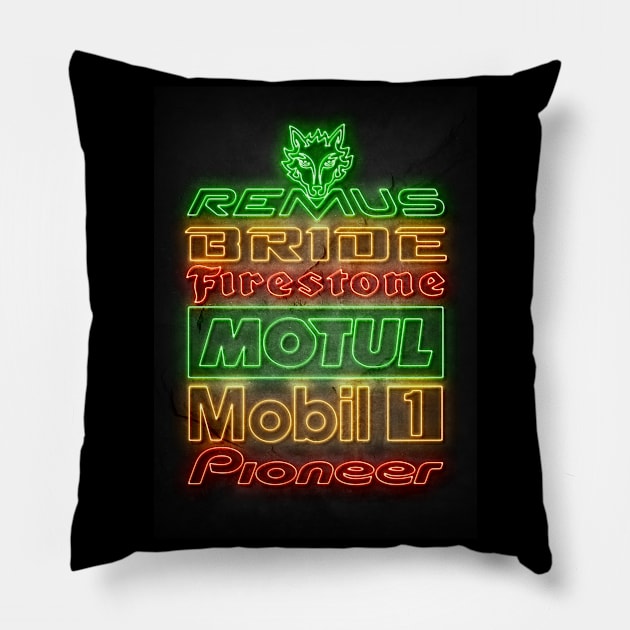 Neon Car Sponsors Pillow by Durro