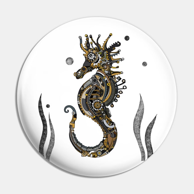 Steampunk Seahorse Pin by paviash