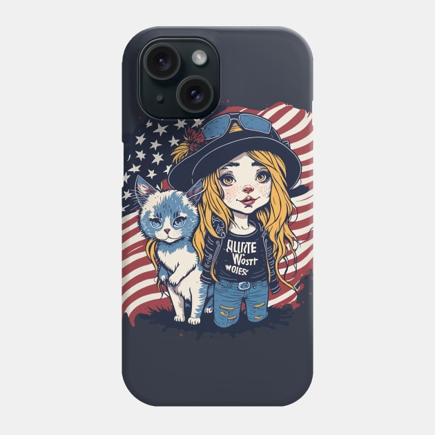 Patriotic Cat Mother Phone Case by By_Russso