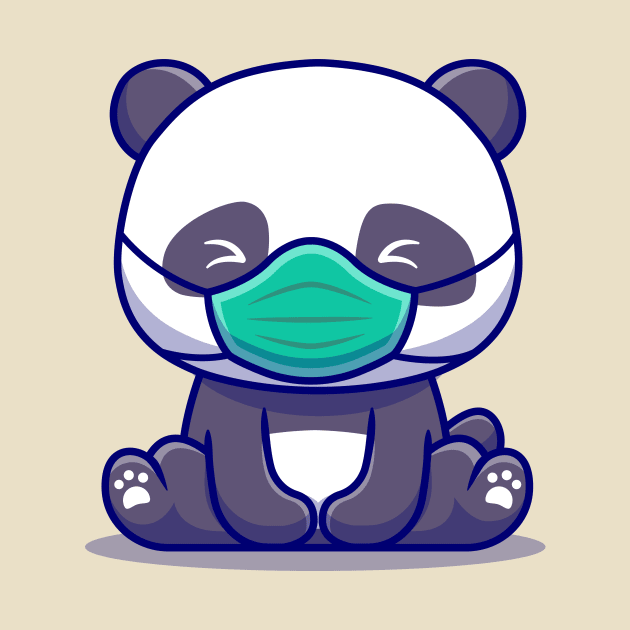 Cute Panda Sitting And Wearing Mask by Catalyst Labs