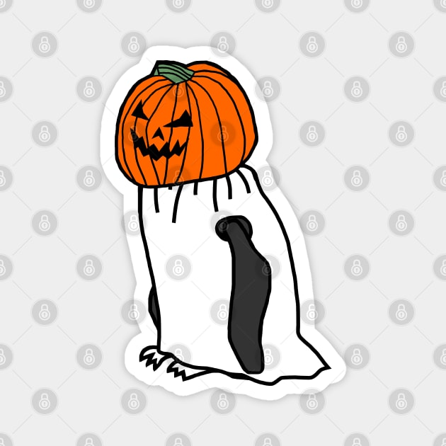 Penguin Wearing Halloween Horror Pumpkin Ghost Costume Magnet by ellenhenryart