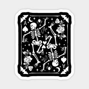 Skeleton Ace of Spades Card Goblincore Punk Grunge Black Magnet