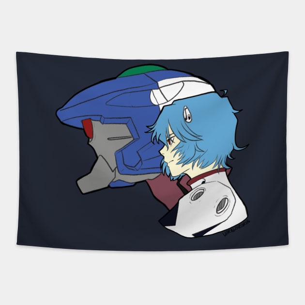 Rei Ayanami and Unit 00 Tapestry by vdrawsrobots