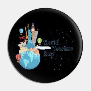 World Tourism Day - Love To Travel Across The World Pin