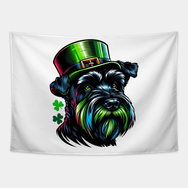 Black Russian Terrier in Saint Patrick's Day Mood Tapestry by ArtRUs