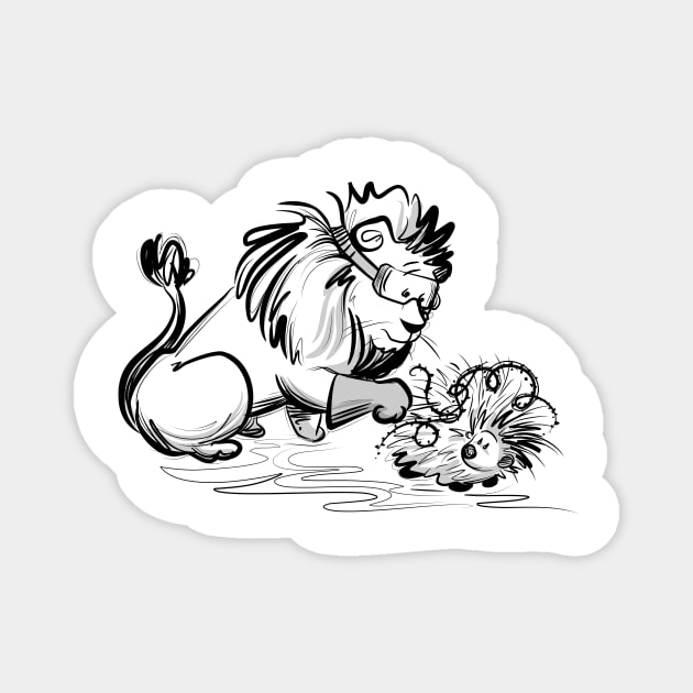 Careful Lion Magnet by Jason's Doodles