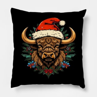 Bison Christmas Pillow