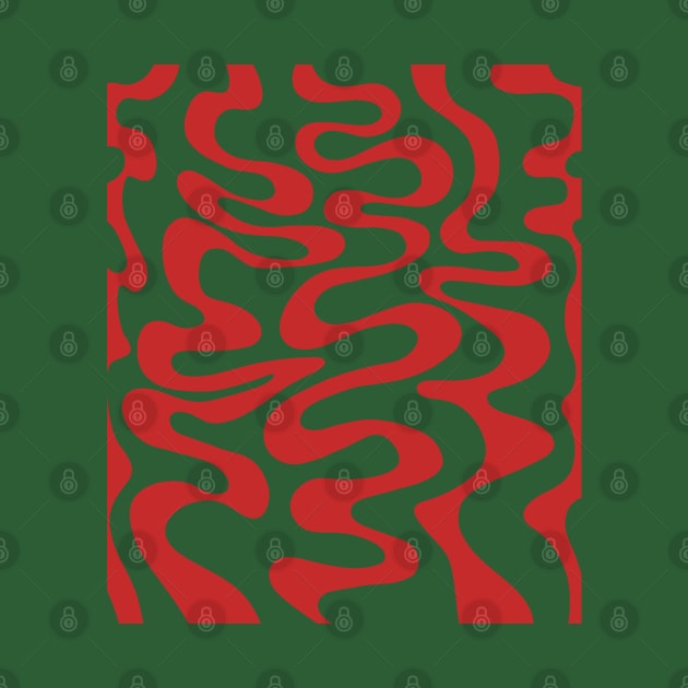 Swirl, Liquid, Line Pattern in Christmas Holidays Green and Red by OneThreeSix