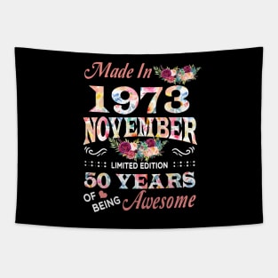 November Flower Made In 1973 50 Years Of Being Awesome Tapestry