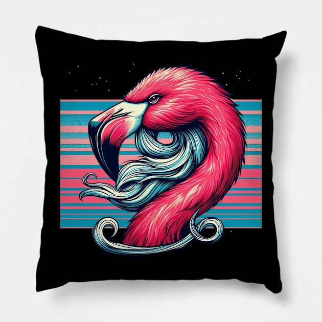 Bearded Flamingo V1 Pillow by LarsonBrosSupplyCo