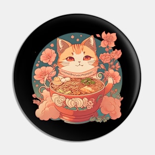 Kawaii Vintage Style Japanese Ramen Cat Pin