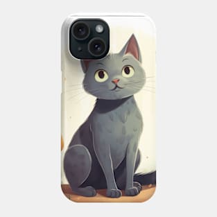 Grey sitting cat Phone Case