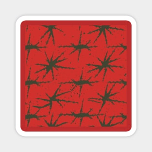 Cardinal red and dark green abstract pattern Magnet