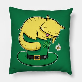 Dreaming Beer Cat Leprechaun Hat St Patricks Day Pillow