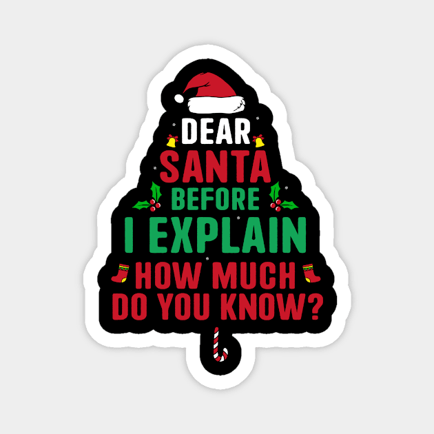 Dear Santa I Can Explain Funny Christmas Pajama Adults Kids Magnet by _So who go sayit_