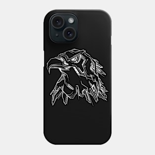 Badass Cyberpunk Eagle Mecha (white lineart) Phone Case